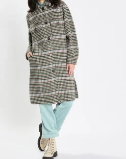 Manteau en Laine mélangée à carreaux multicolore
