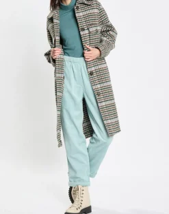Manteau en Laine mélangée à carreaux multicolore