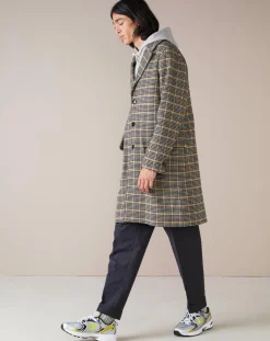 Manteau en Laine mélangée Coop à carreaux noir/jaune