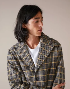 Manteau en Laine mélangée Coop à carreaux noir/jaune