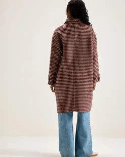 Manteau en Laine mélangée Joanne pied de poule bordeaux