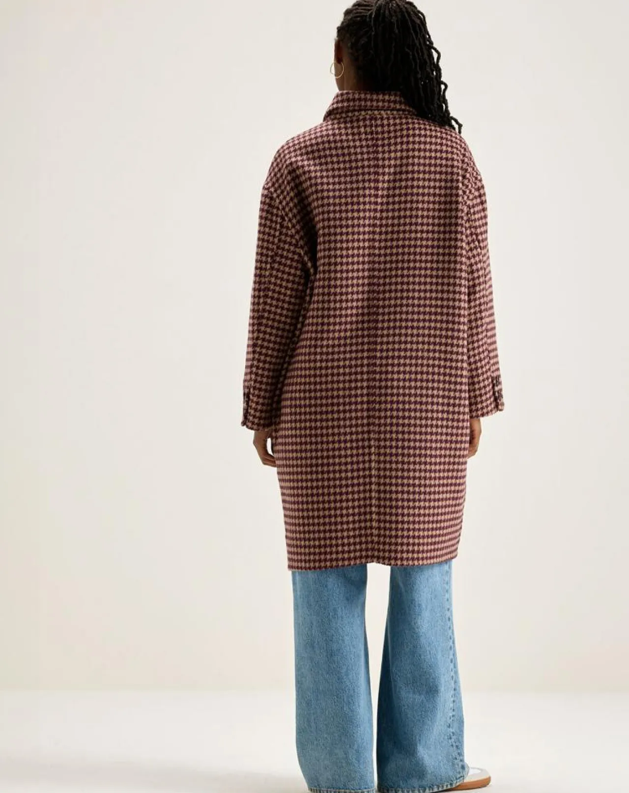 Manteau en Laine mélangée Joanne pied de poule bordeaux