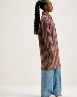 Manteau en Laine mélangée Joanne pied de poule bordeaux