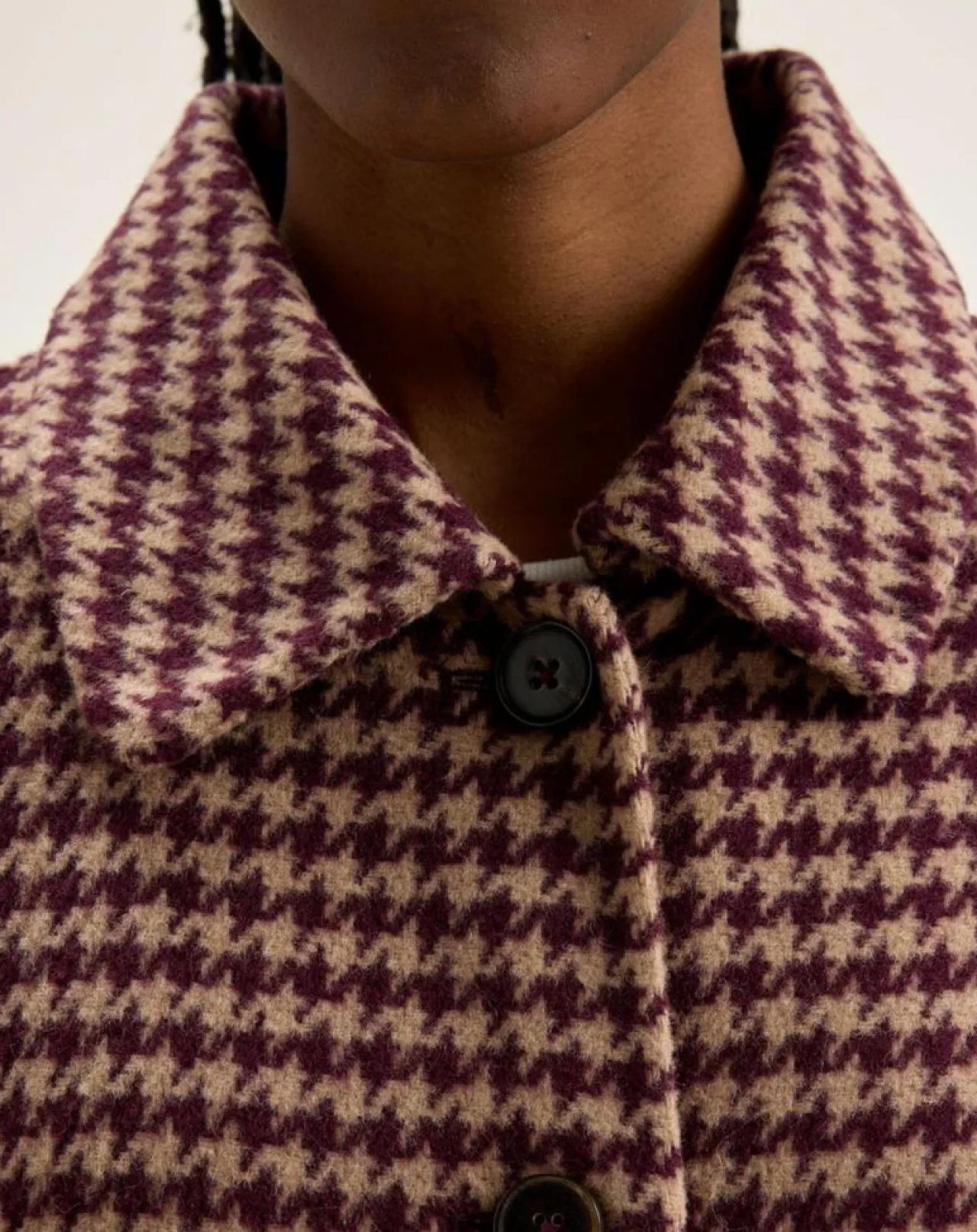 Manteau en Laine mélangée Joanne pied de poule bordeaux