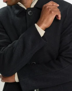 Manteau en Laine mélangée raglan noir