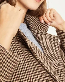 Manteau en Laine mélangée Sophies pied-de-poule marron