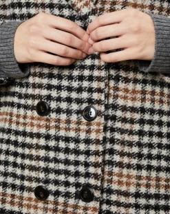 Manteau en Laine mélangée Syndelle imprimé pied-de-poule camel/noir/beige