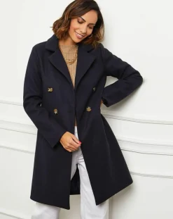 Manteau en Laine mélangée Zoe marine