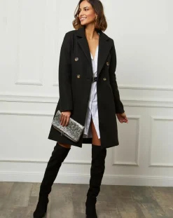 Manteau en Laine mélangée Zoe noir