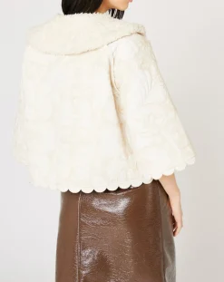 Manteau fourré Médiéval Patchwork brodé écru