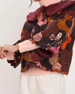 Manteau fourré Médiéval Patchwork imprimé multicolore