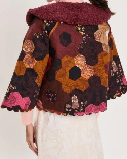 Manteau fourré Médiéval Patchwork imprimé multicolore