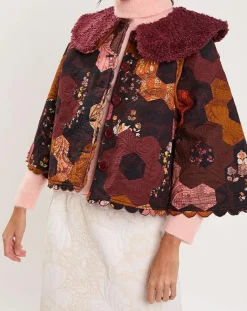 Manteau fourré Médiéval Patchwork imprimé multicolore