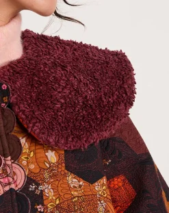 Manteau fourré Médiéval Patchwork imprimé multicolore