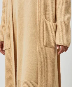 Manteau Lily-Rose long 100% Cachemire ceinture beige chiné