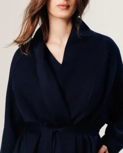 Manteau Élise long bleu nuit