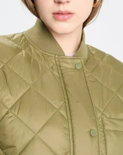 Manteau long matelassé kaki