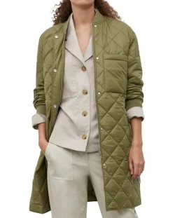 Manteau long matelassé kaki