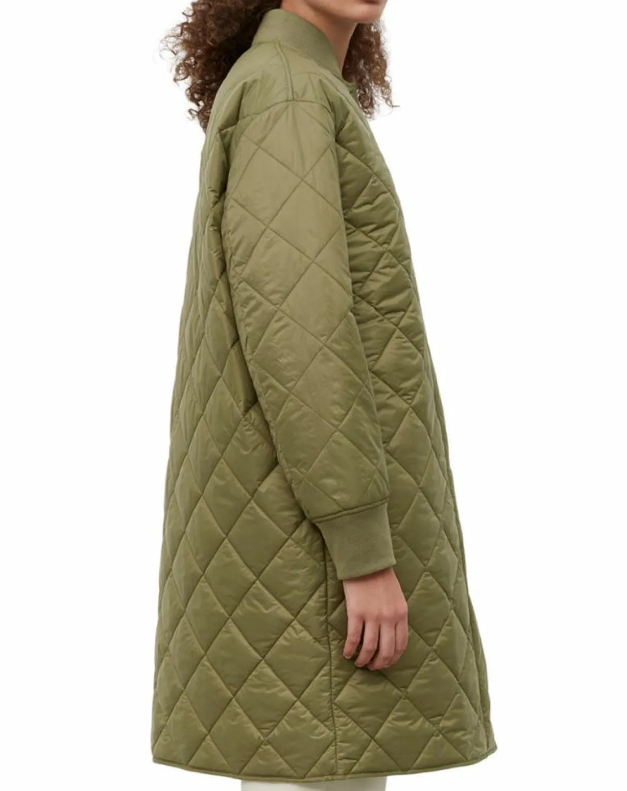 Manteau long matelassé kaki