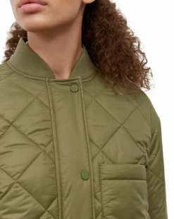 Manteau long matelassé kaki