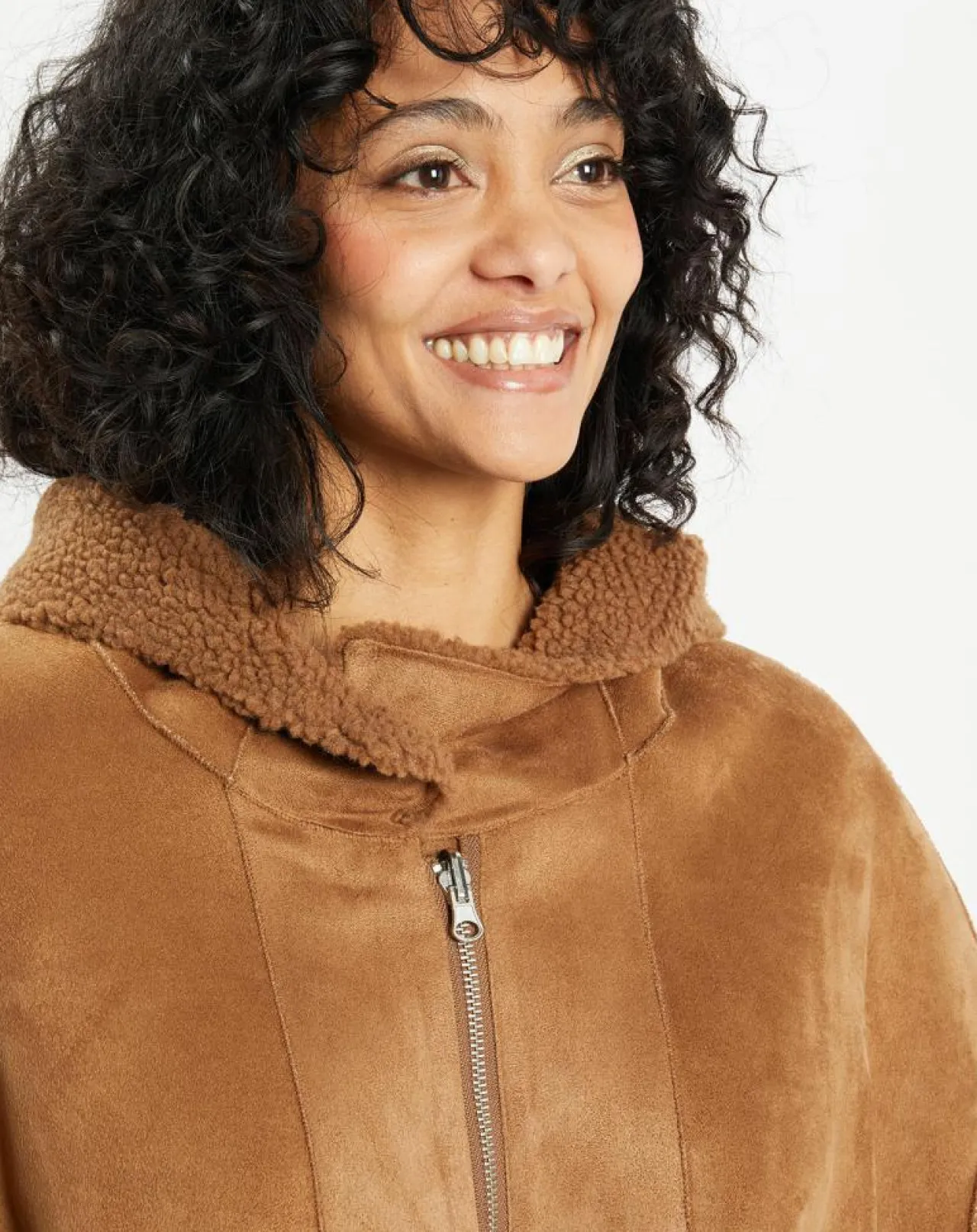 Manteau réversible en Fausse Fourrure Happy toffee