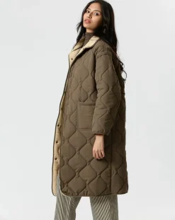 Manteau réversible Marie kaki/beige