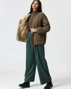 Manteau réversible Virginie kaki/beige