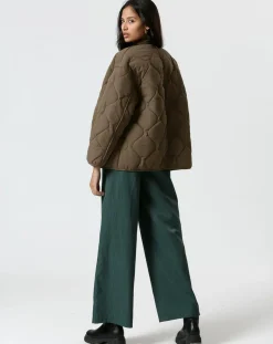 Manteau réversible Virginie kaki/beige