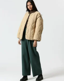 Manteau réversible Virginie kaki/beige