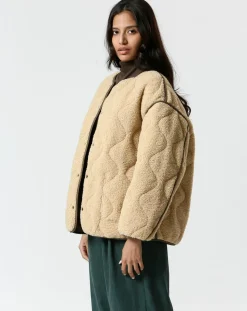 Manteau réversible Virginie kaki/beige