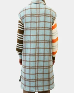 Manteau sans manches en Laine mélangée Campagne à carreaux bleu