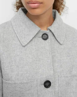 Manteau surchemise en Laine mélangée à ceinture gris clair