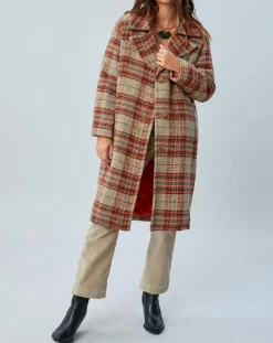 Manteau West à carreaux épice