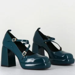 Mary Jane en Cuir abra bleues - Talon : 8cm