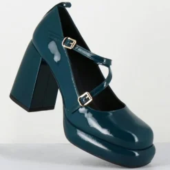 Mary Jane en Cuir abra bleues - Talon : 8cm