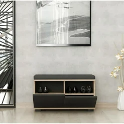 Meuble à chaussures Drago noyer noir - 80x42x35 cm