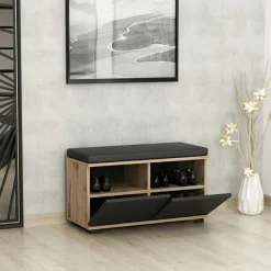 Meuble à chaussures Drago noyer noir - 80x42x35 cm