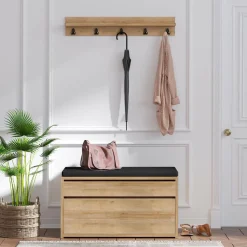 Meuble d'entrée & Porte-manteau Boby marron/noir