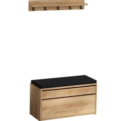 Meuble d'entrée & Porte-manteau Boby marron/noir