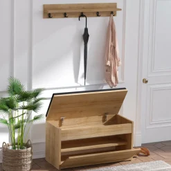 Meuble d'entrée & Porte-manteau Boby marron/noir