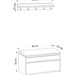 Meuble d'entrée & Porte-manteau Boby marron/noir