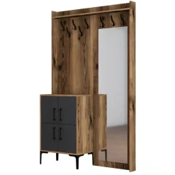 Meuble d'entrée Berlin BC marron/anthracite - 120x35x200 cm