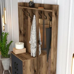 Meuble d'entrée Berlin BC marron/anthracite - 120x35x200 cm