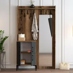 Meuble d'entrée Berlin BC marron/anthracite - 120x35x200 cm