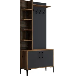 Meuble d'entrée Viyana noyer/anthracite - 90x200x35 cm