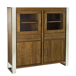 Meuble haut structure inox Acacia Stainless III Marron - 140x45x160 cm