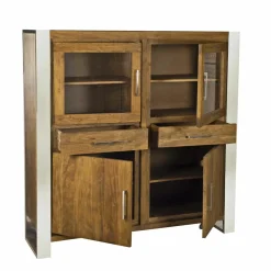 Meuble haut structure inox Acacia Stainless III Marron - 140x45x160 cm