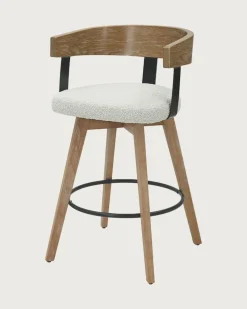 Micha - Chaise de bar en tissu et pieds en bois