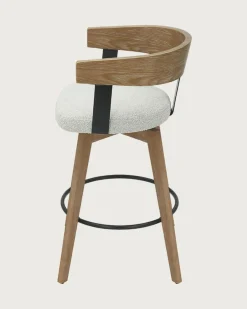 Micha - Chaise de bar en tissu et pieds en bois