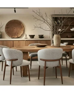 Mila - Chaise en tissu taupe et pieds métal